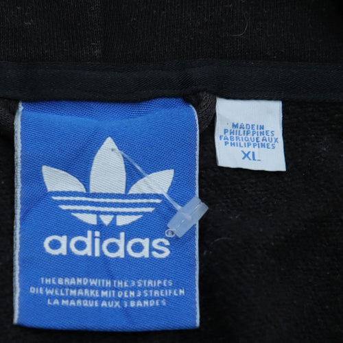 Adidas Mens Black Gold Logo Pullover Hoodie XL Fleece