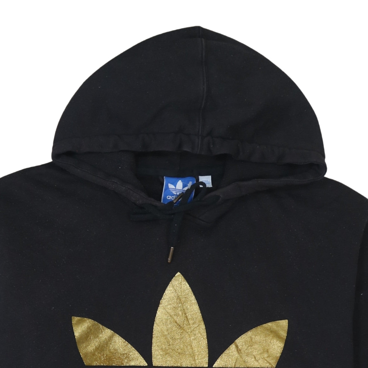 Adidas Mens Black Gold Logo Pullover Hoodie XL Fleece