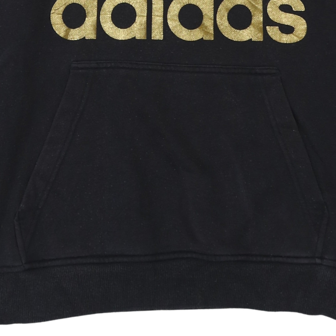 Adidas Mens Black Gold Logo Pullover Hoodie XL Fleece