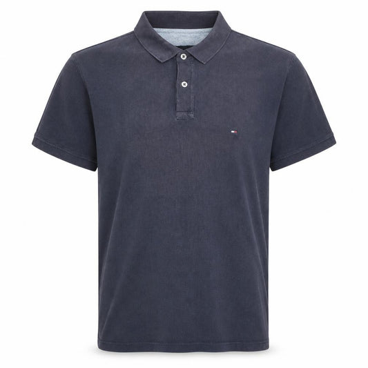 Front view of Tommy Hilfiger Men's Navy Slim Fit Cotton Polo Shirt L