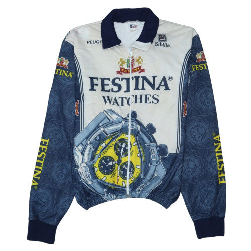 Sibille Mens Blue Festina Watches Cycling Track Jacket L Zip Front