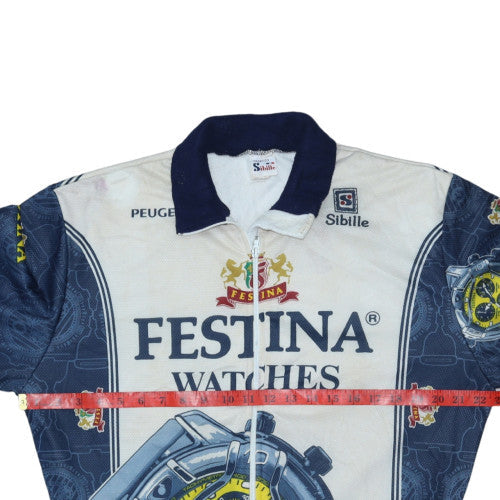 Sibille Mens Blue Festina Watches Cycling Track Jacket L Zip Front