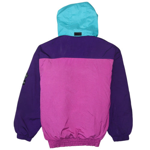 Swiss Concept Women's Multicoloured Ski Jacket Hooded M Retro 90s Winter Coat