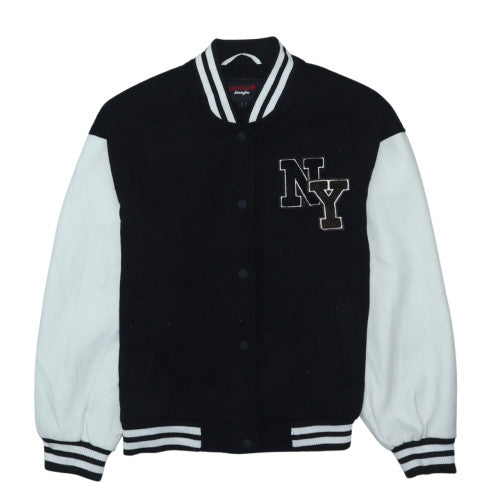 Jennyfer Womens Black Varsity Jacket S College Style NY Patch
