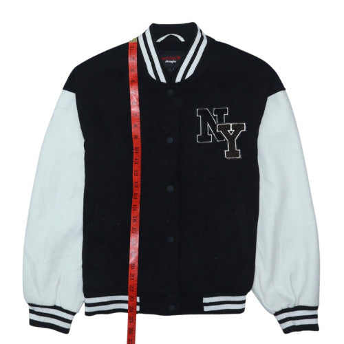 Jennyfer Womens Black Varsity Jacket S College Style NY Patch