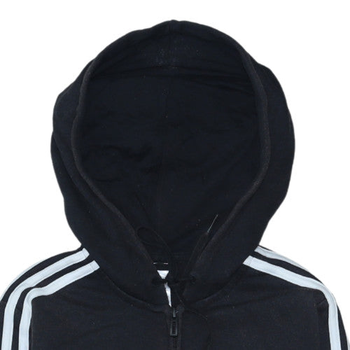 Adidas Womens Black Full Zip Hoodie Size S 8-10 Hooded Sweatshirt
