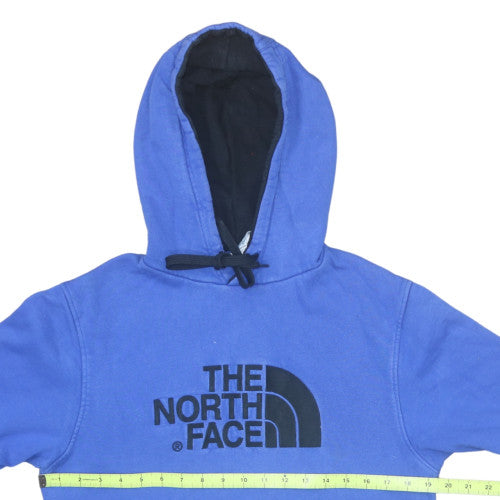 The North Face Men's Blue Pullover Hoodie Size S Graphic Logo Fleece