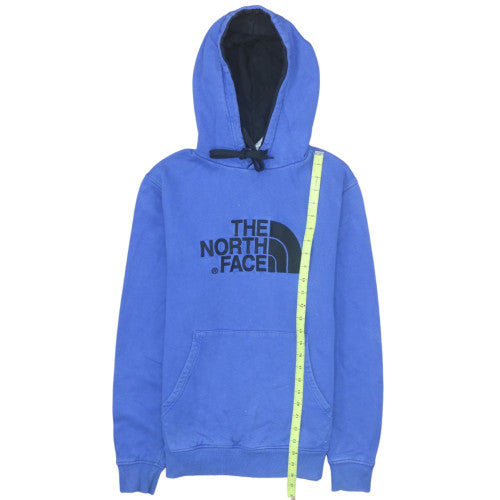 The North Face Men's Blue Pullover Hoodie Size S Graphic Logo Fleece