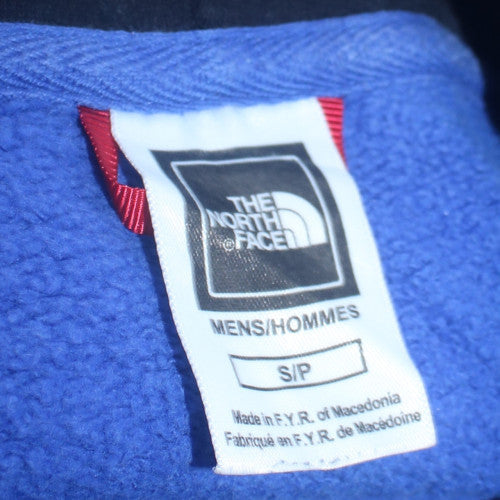 The North Face Men's Blue Pullover Hoodie Size S Graphic Logo Fleece