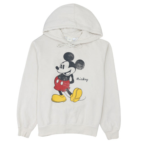 H&M Disney Women Ivory Hoodie M Mickey Mouse Graphic Cotton Blend