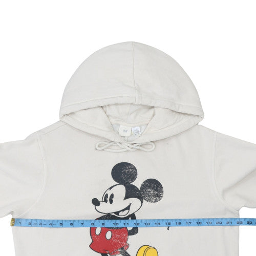 H&M Disney Women Ivory Hoodie M Mickey Mouse Graphic Cotton Blend