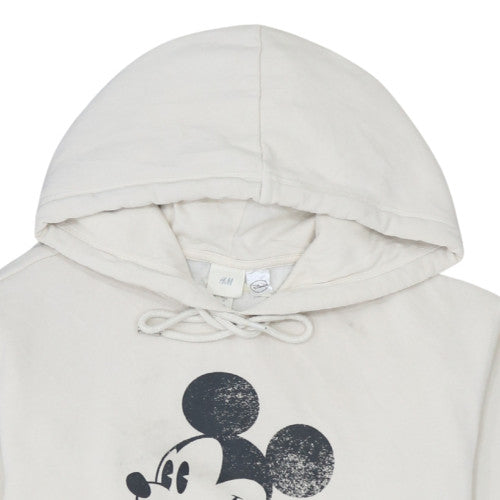 H&M Disney Women Ivory Hoodie M Mickey Mouse Graphic Cotton Blend