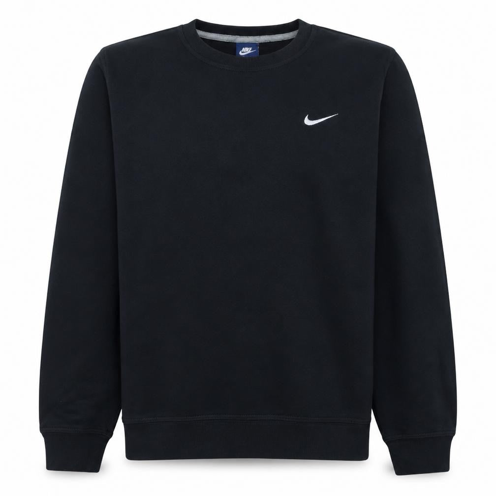 Front view of Nike Men's Black Crew Neck Pullover Fleece Sweatshirt M