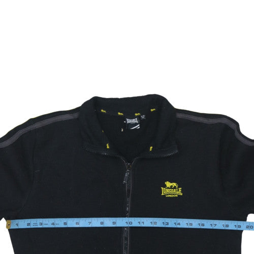 Lonsdale Boys Black 11-12 Years Fleece Track Jacket Full Zip Activewear
