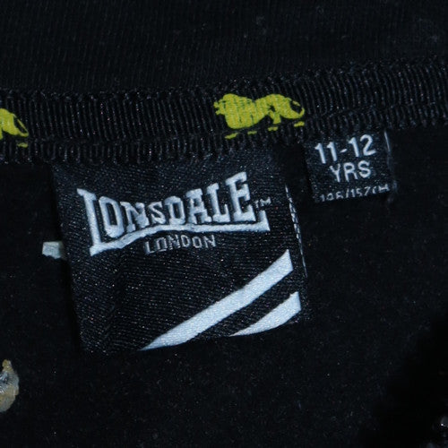Lonsdale Boys Black 11-12 Years Fleece Track Jacket Full Zip Activewear