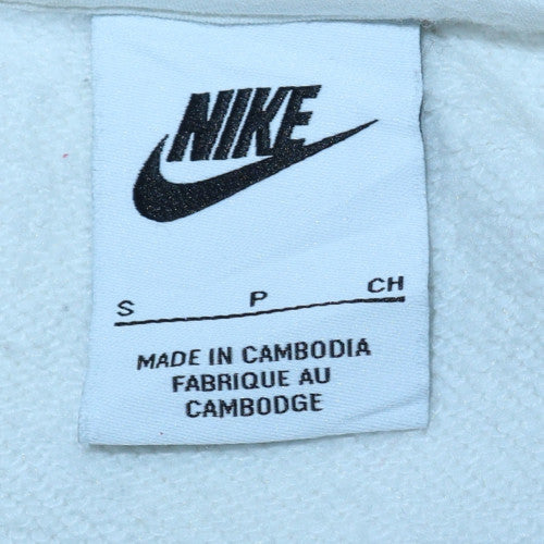Nike Men's White Small Pullover Sweatshirt with Logo Print
