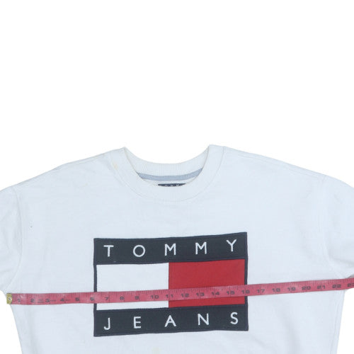 Tommy Jeans Men's White XS Pullover Sweatshirt Crew Neck Logo