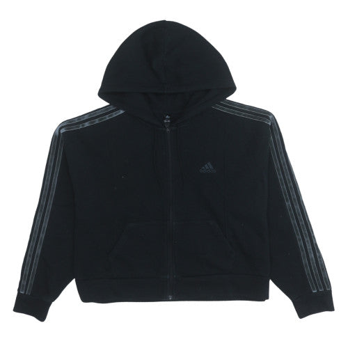 Adidas Womens Black Full Zip Hoodie Size L Fleece Lined