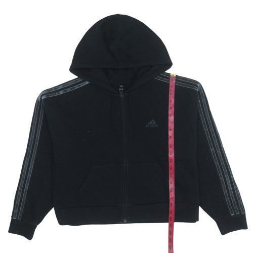 Adidas Womens Black Full Zip Hoodie Size L Fleece Lined