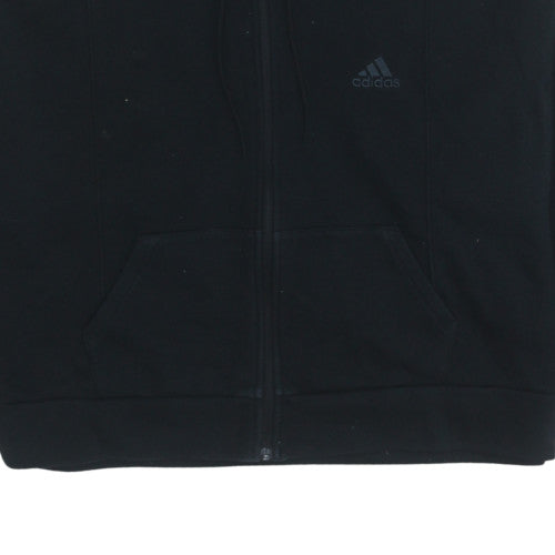 Adidas Womens Black Full Zip Hoodie Size L Fleece Lined