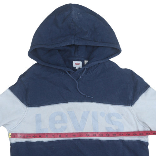 Levi's Men's Blue Pullover Hoodie Medium Cotton Logo
