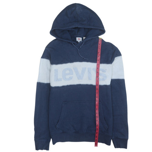 Levi's Men's Blue Pullover Hoodie Medium Cotton Logo