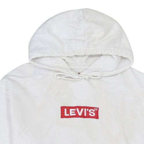 Levi's Men's White Relaxed Fit Logo Pullover Hoodie Size M