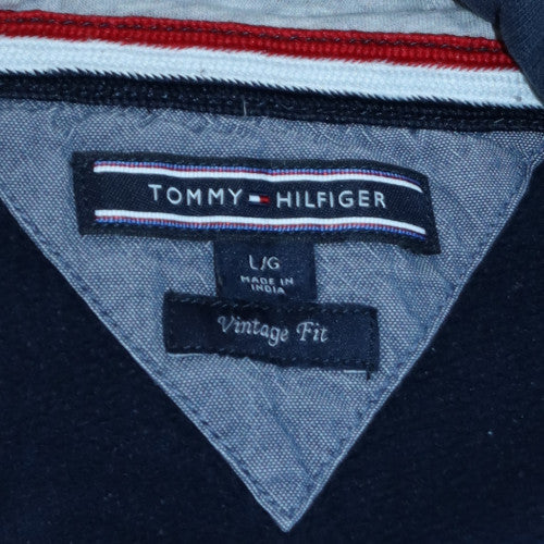 Tommy Hilfiger Men's Navy Full Zip Hoodie L Vintage Fit Cotton Blend