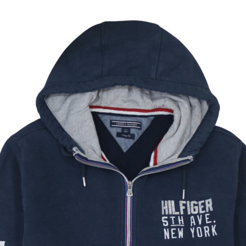 Tommy Hilfiger Men's Navy Full Zip Hoodie L Vintage Fit Cotton Blend
