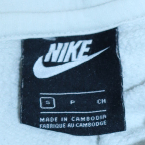 Nike Men White Regular Pullover Hoodie Size S Sports Fleece