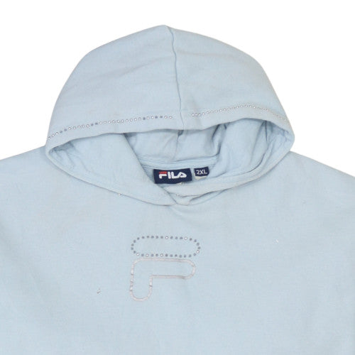 Fila Women’s Blue 2XL Pullover Hoodie Rhinestone Logo