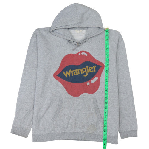 Wrangler Mens Grey Pullover Hoodie M Graphic Lips Logo Sweatshirt