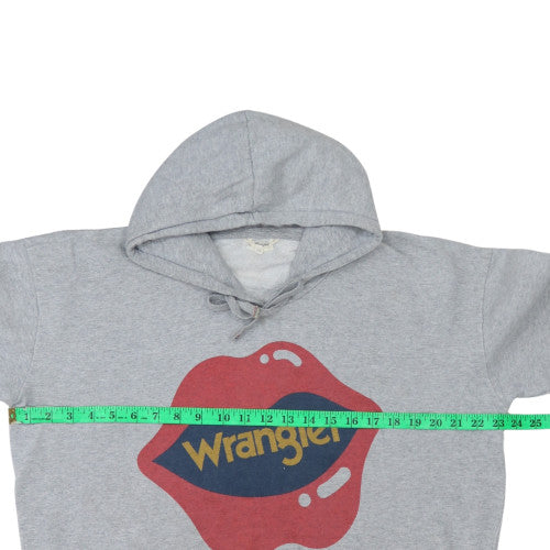 Wrangler Mens Grey Pullover Hoodie M Graphic Lips Logo Sweatshirt
