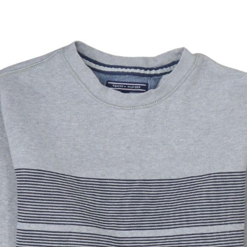Tommy Hilfiger Men's Grey Striped Vintage Fit Sweatshirt S