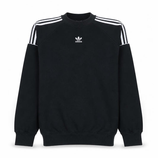 Front view of Adidas men’s black xs pullover crew neck long sleeve sweatshirt
