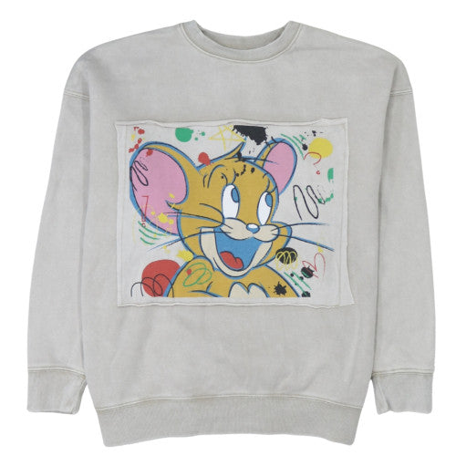 Tom and Jerry Men's Grey XS Crew Neck Graphic Sweatshirt