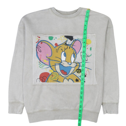 Tom and Jerry Men's Grey XS Crew Neck Graphic Sweatshirt