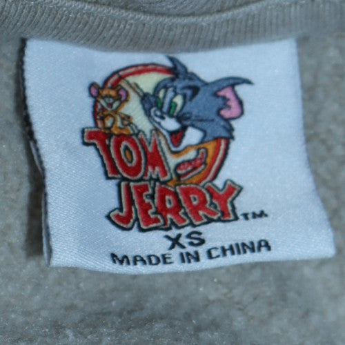 Tom and Jerry Men's Grey XS Crew Neck Graphic Sweatshirt