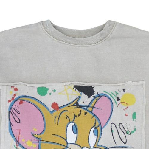 Tom and Jerry Men's Grey XS Crew Neck Graphic Sweatshirt