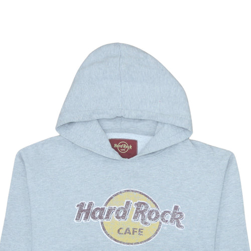 Hard Rock Cafe Men’s Grey Pullover Hoodie Large Music Logo