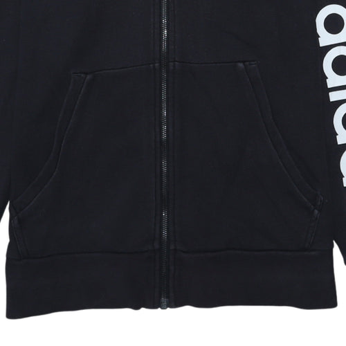 Adidas Mens Black Full Zip Hoodie Size M Sports Fleece