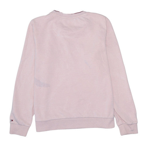 Tommy Hilfiger Women Pink Logo Cotton Crew Neck Sweatshirt L