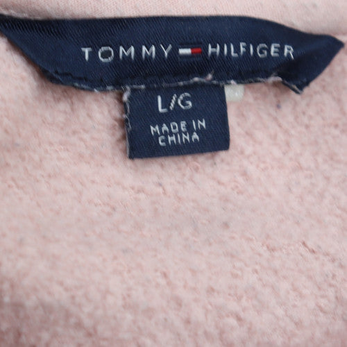 Tommy Hilfiger Women Pink Logo Cotton Crew Neck Sweatshirt L
