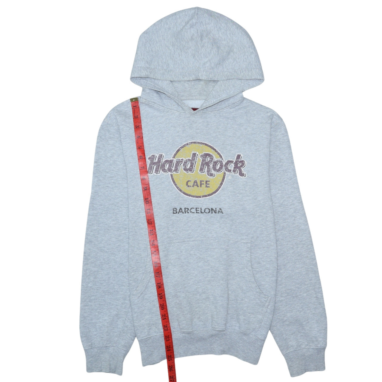 Hard Rock Cafe Barcelona Grey Pullover Hoodie Men's Medium Cotton Blend