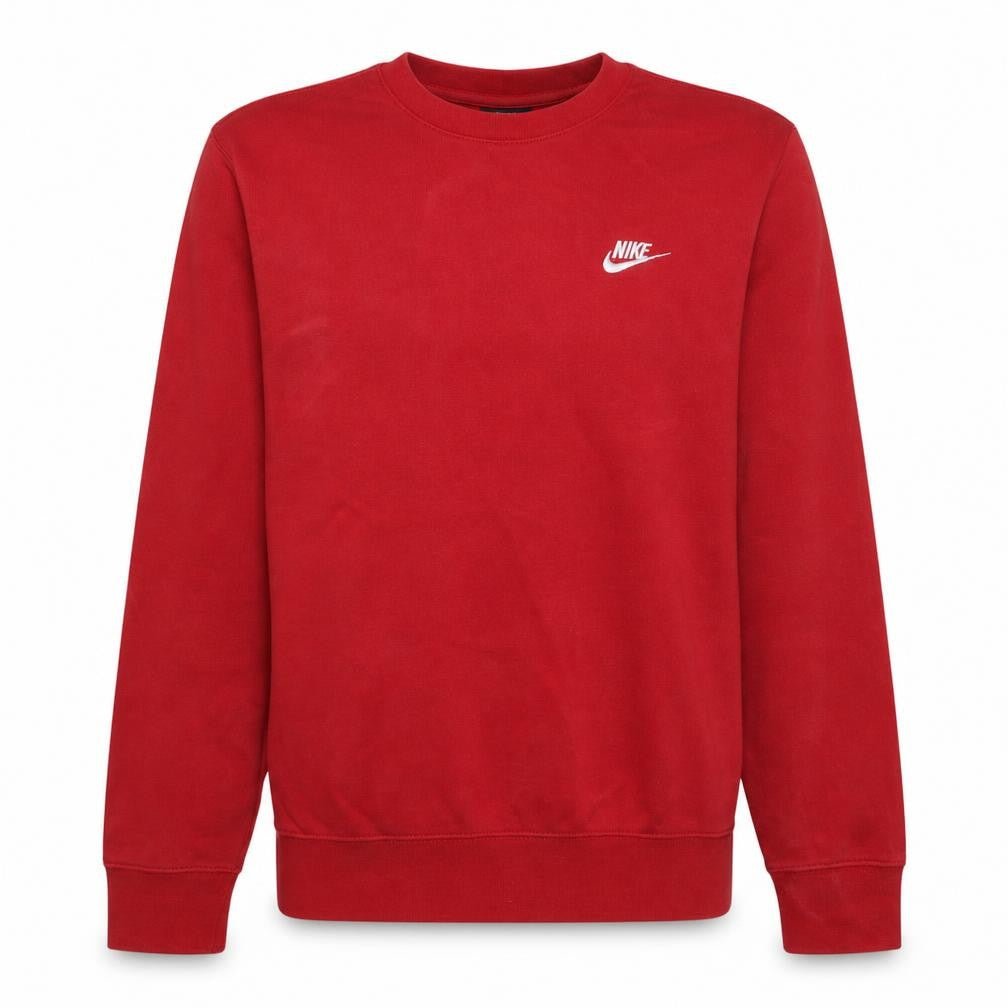 Front view of Nike Men's Red Crew Neck Pullover Sweatshirt, size M