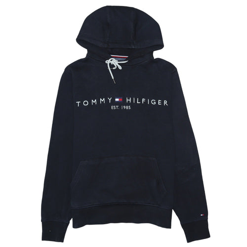 Tommy Hilfiger Womens Navy Hoodie Small Drawstring Organic Cotton