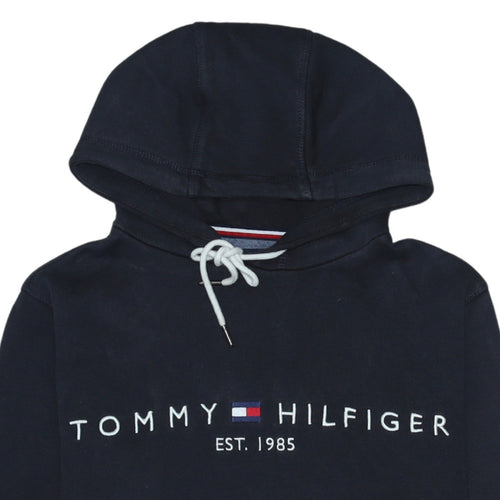 Tommy Hilfiger Womens Navy Hoodie Small Drawstring Organic Cotton