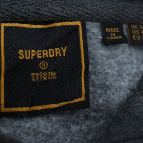 Superdry Womens Dark Grey Pullover Hoodie Size M Graphic Print