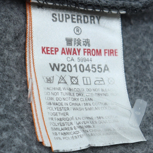 Superdry Womens Dark Grey Pullover Hoodie Size M Graphic Print