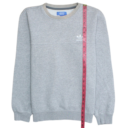 Adidas Mens Grey Crew Neck Sweatshirt S Regular Fit Pullover